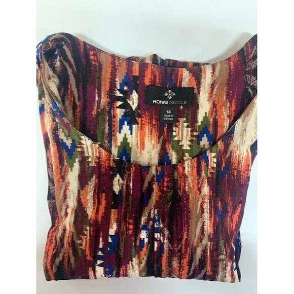Ronni Nicole Summer Sleeveless Artsy Dress Size 14 Aztec Cottage Hippie 90’s - Picture 4 of 8